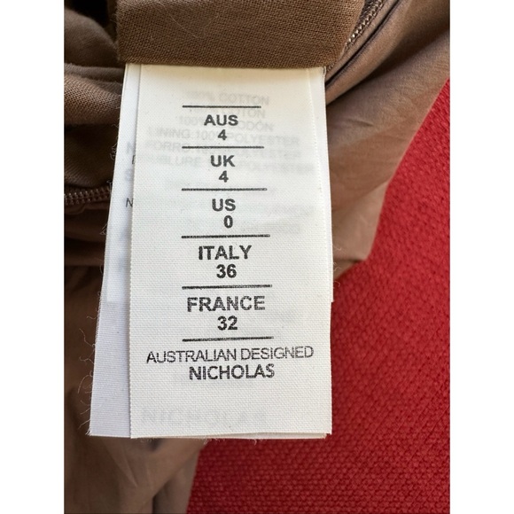 Nicholas Halo Collared Halter Neck Tiered Midi Dress in Mocha, NWT, 0 - Picture 11 of 16